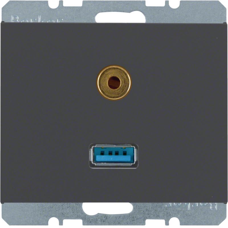 Berker 3315397006 USB/3,5 mm Audio Steckdose K.1 anthr