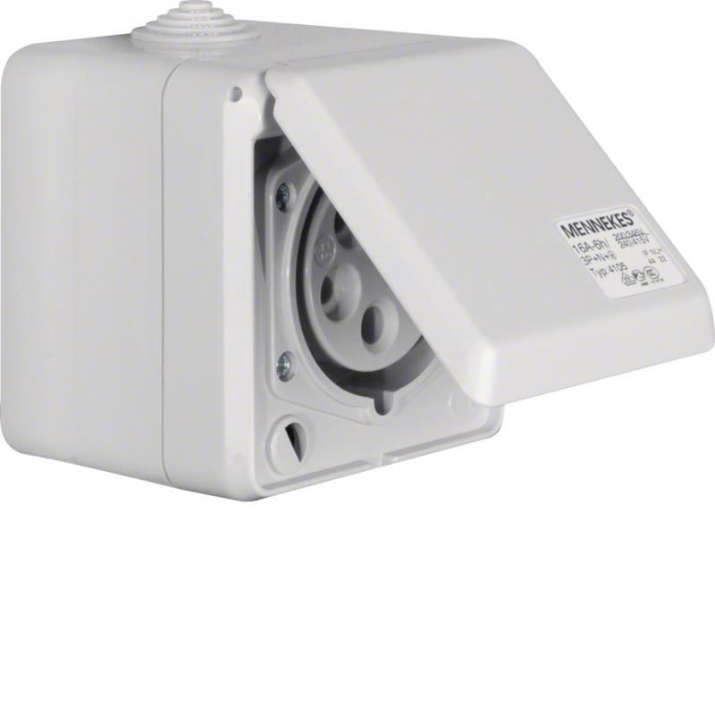 Berker 558001 CEE Steckd. AP 5Pol 16A mit Klappdeckel