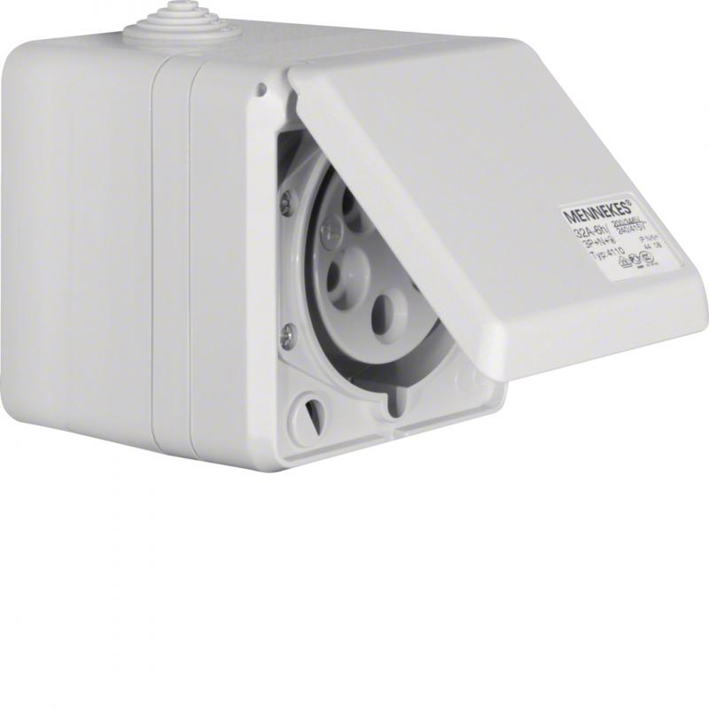 Berker 558201 CEE Steckd. AP 5Pol 32A mit Klappdeckel