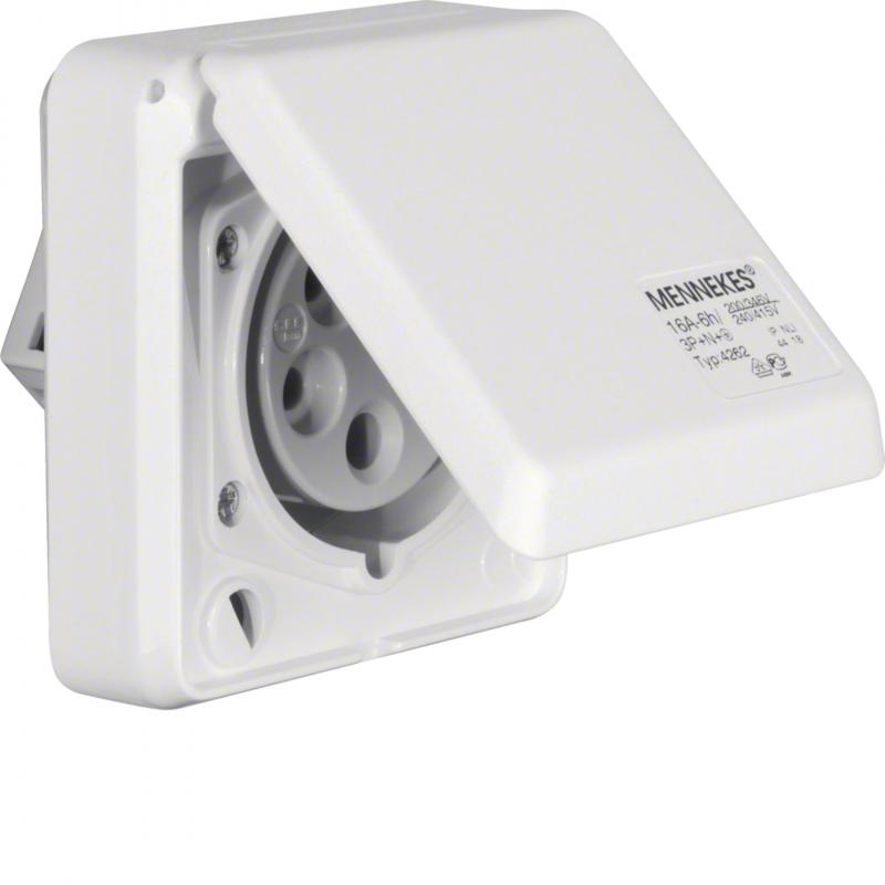 Berker 578501 CEE Steckdose, Drehstromsteckdose 5-polig Eb 16 A mit Klappdeckel