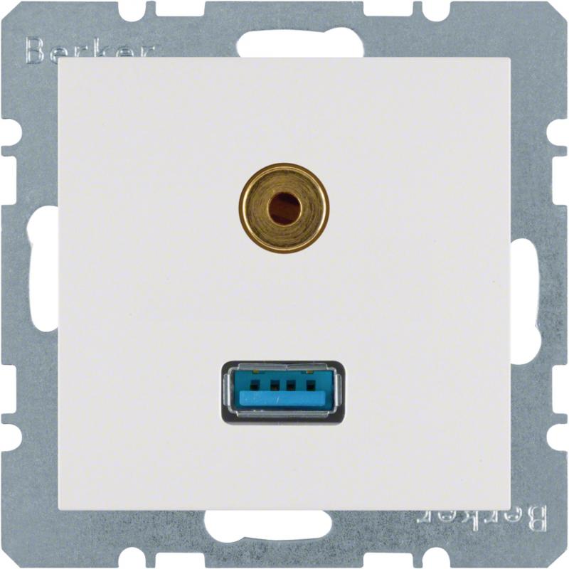 Berker 3315398989 USB/3,5 mm Audio Steckdose S.1/B.3/B7 pw