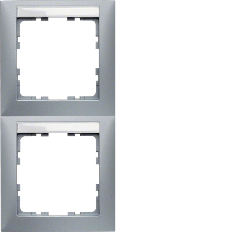 Berker 10129959 Rahmen 2-fach senkrecht, mit Beschriftungsfeld, Serie S.1, alu m