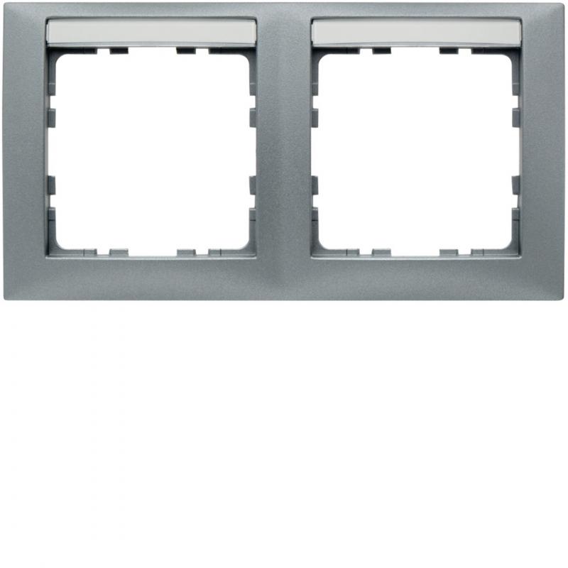 Berker 10229959 Rahmen 2fach waagerecht, mit Beschriftungsfeld, Serie S.1, alumi