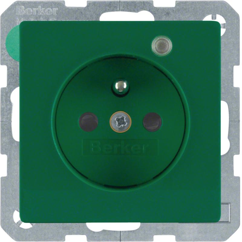 Berker 6765096013 Steckdose m SK-Stift LED e BS Q.x grün