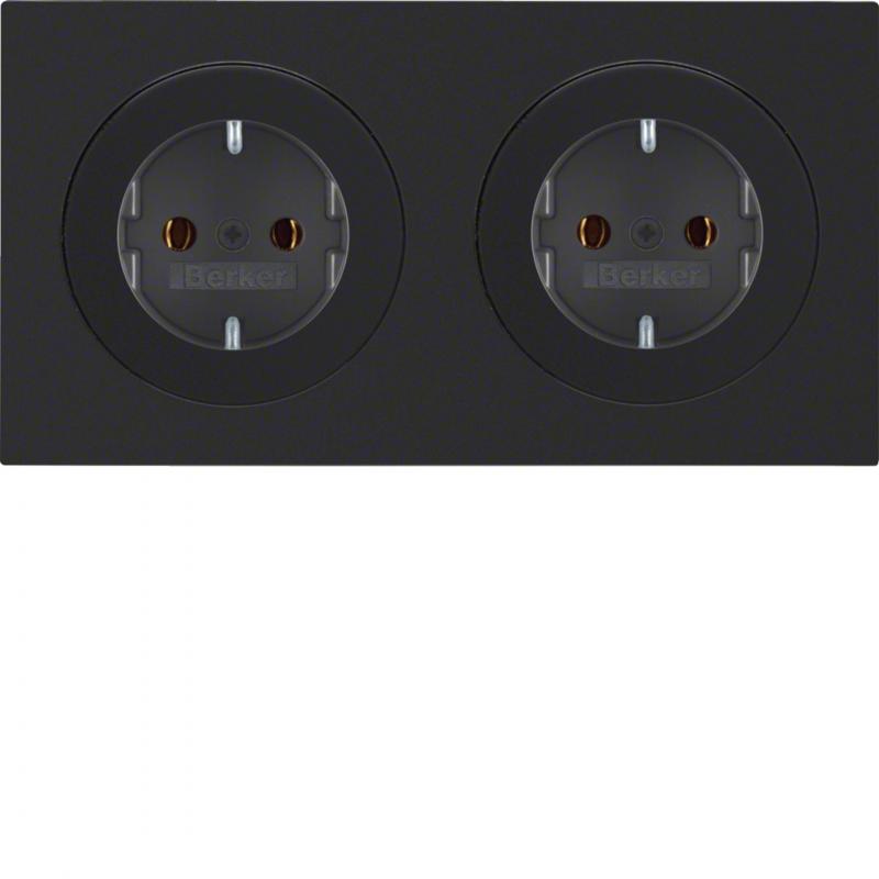 Berker 47202045 Steckdosen-Kom SCHUKO 2f m Ra R.3 sw