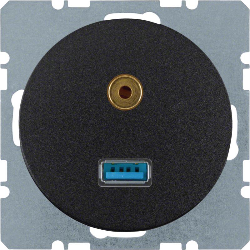 Berker 3315392045 USB/3,5 mm Audio Steckdose R.1/R.3 sw