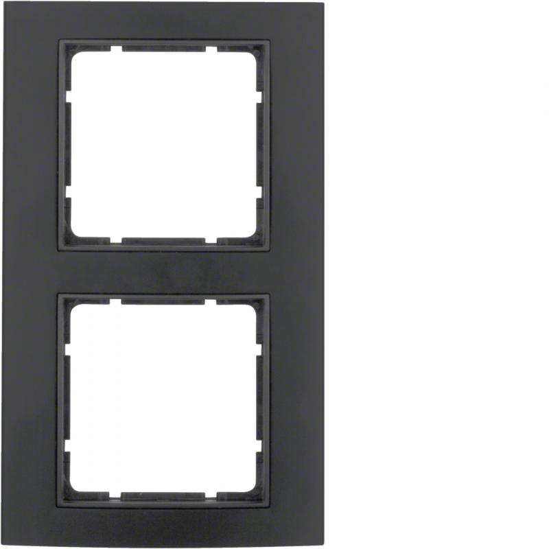 Berker 10123005 Rahmen 2-fach Serie B.3 Alu, schwarz/anthrazit
