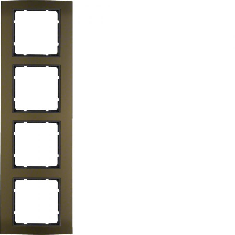 Berker 10143001 Rahmen 4fach B.3 Alu, braun/anthrazit