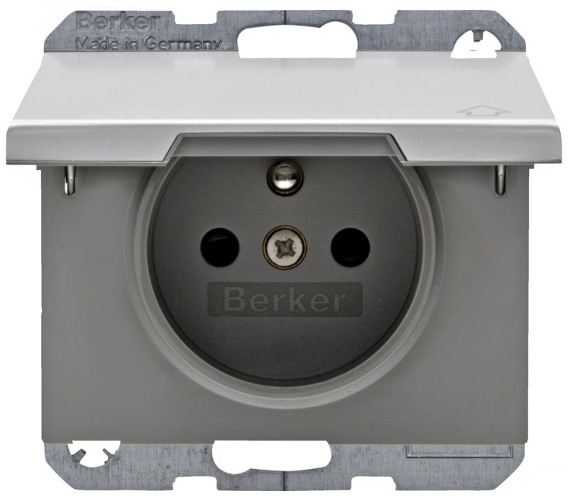 Berker 6765777103 Steckdose m SK-Stift Klappd e BS K.5 Alu