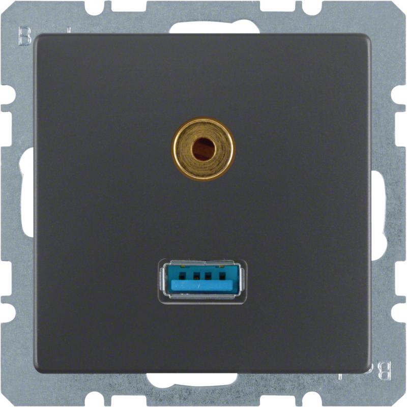 Berker 3315396086 USB,5 mm Audio Steckdose Q.x anthr