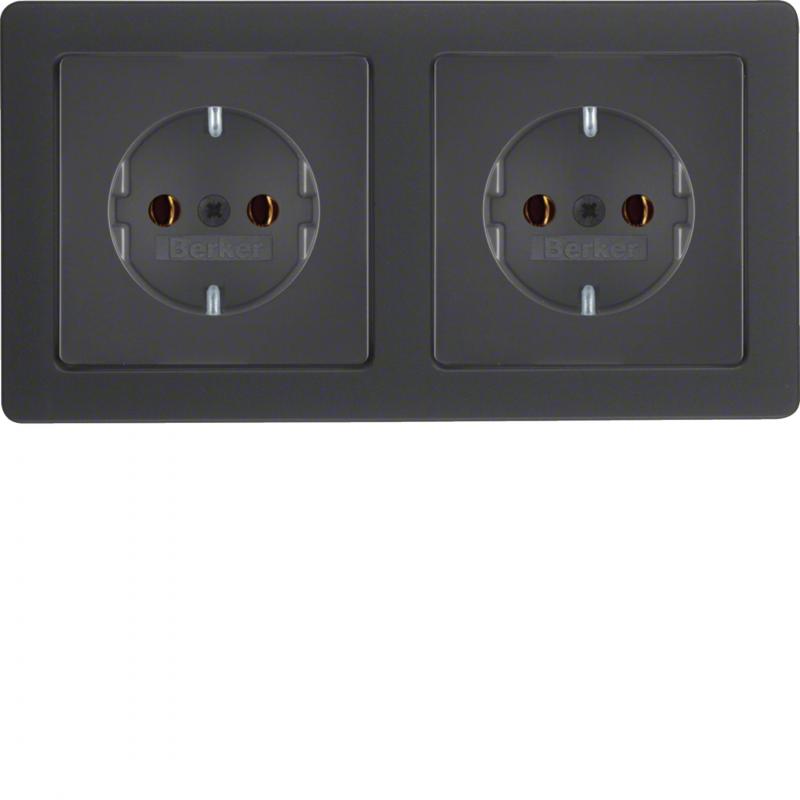 Berker 47206086 Steckdosen-Kom SCHUKO 2f m Ra Q.x anth