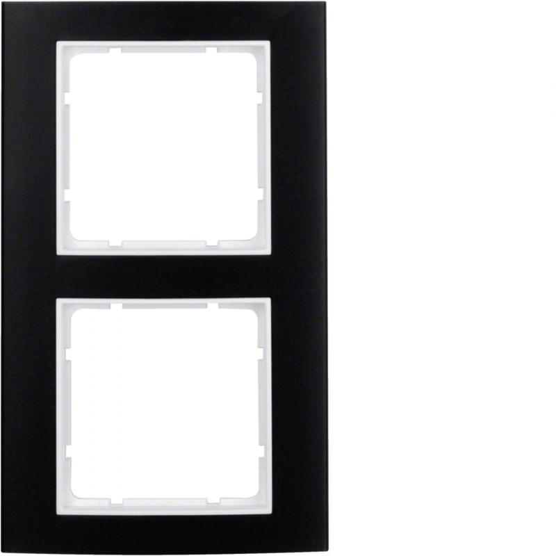 Berker 10123025 Rahmen 2fach B.3 Alu,schwarz/polarweiß