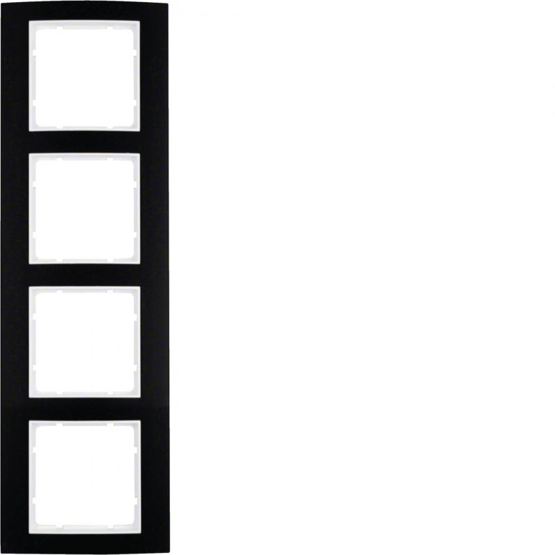 Berker 10143025 Rahmen 4fach B.3 Alu schwarz/polarweiß