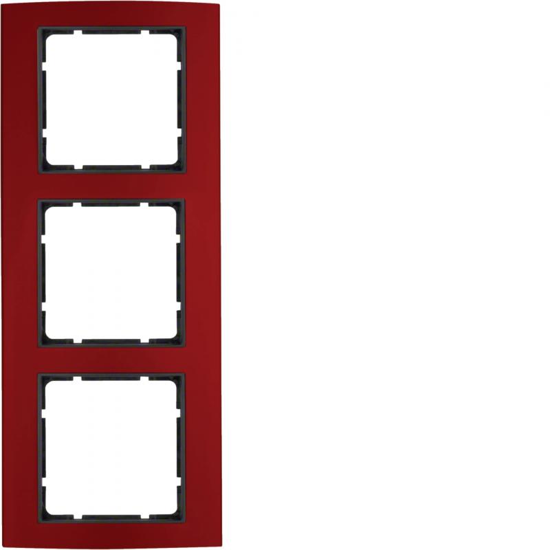 Berker 10133012 Rahmen 3fach B.3 Alu, rot/anthrazit