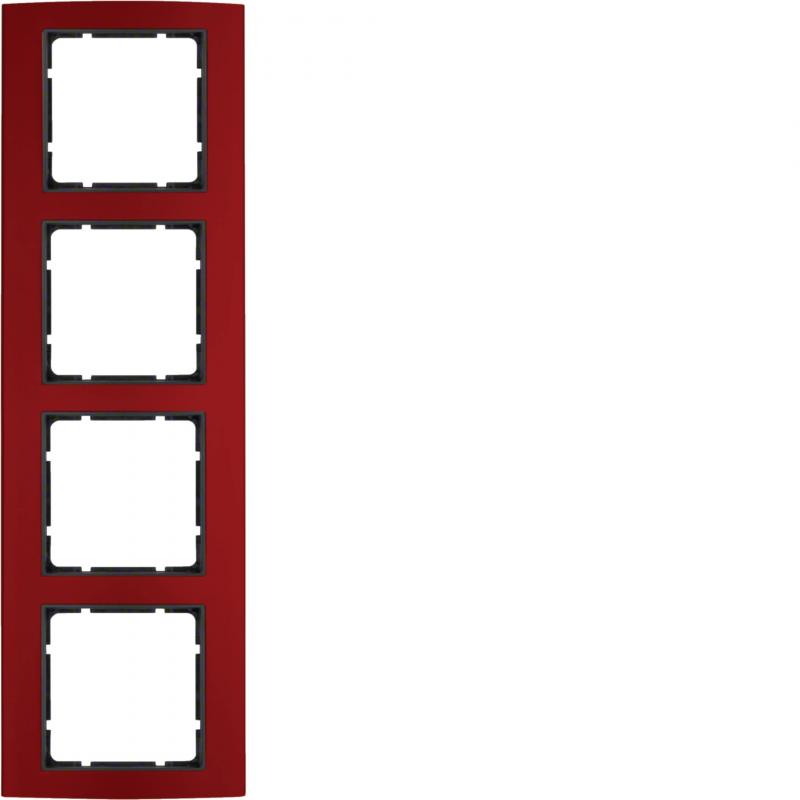 Berker 10143012 Rahmen 4fach B.3 Alu, rot/anthrazit