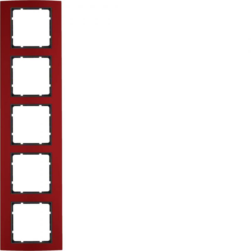Berker 10153012 Rahmen 5fach B.3 Alu, rot/anthrazit