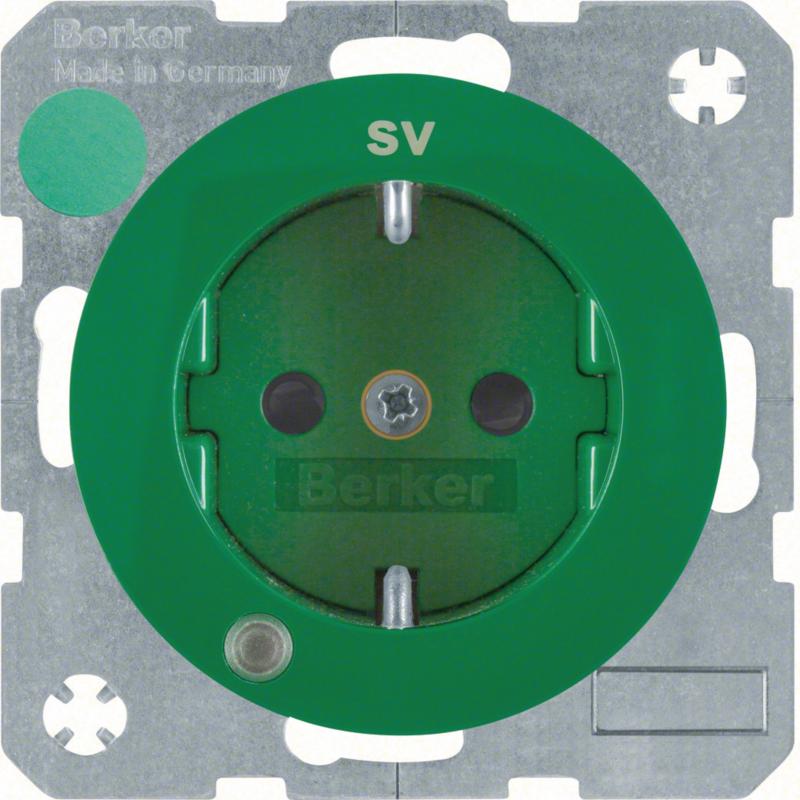 Berker 41102003 Steckdose SCHUKO LED erh BS R.1/R.3 grün
