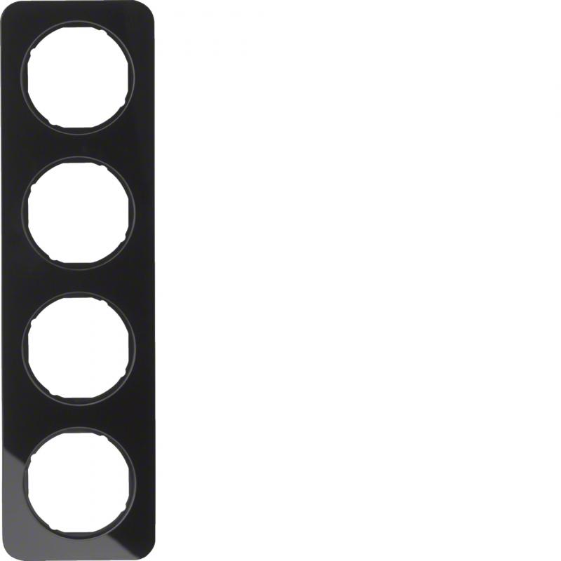 Berker 10142116 Rahmen 4fach R.1 Glas schwarz