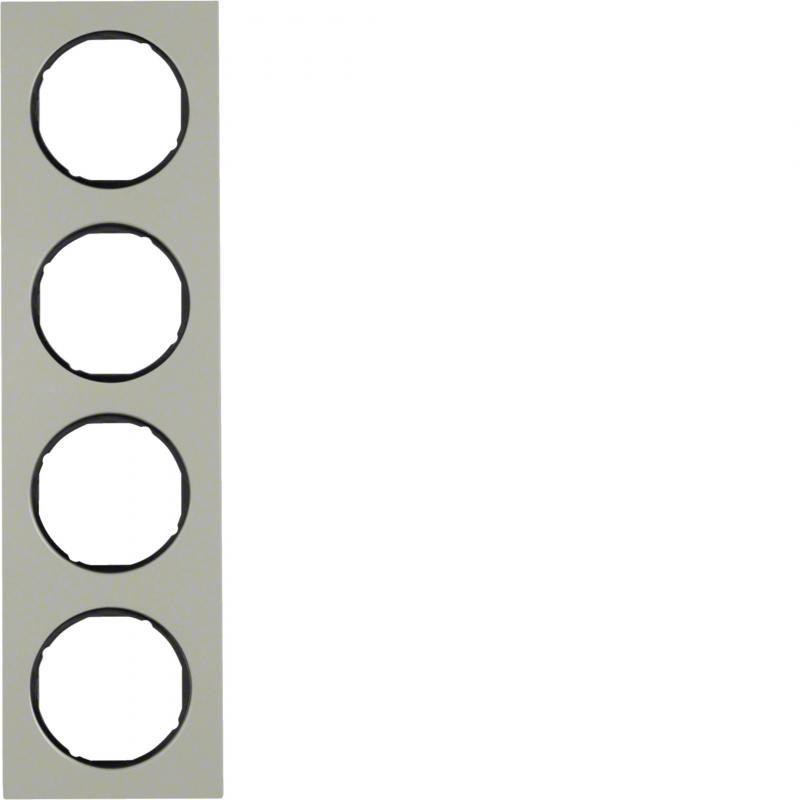 Berker 10142204 Rahmen 4fach R.3 Edelstahl/schwarz