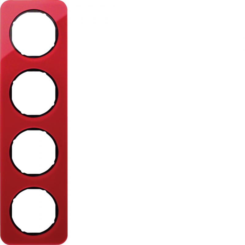 Berker 10142344 Rahmen 4fach R.1 Acryl rot Transl. schw