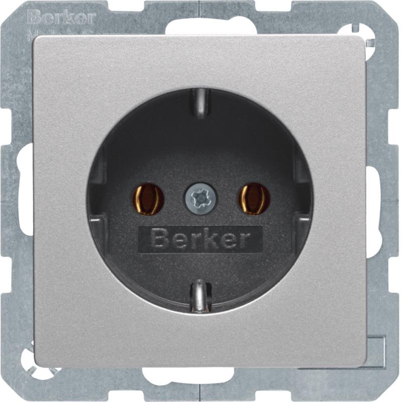 Berker 47436084 SCHUKO Unterputz Steckdose 1-fach Serie Q.x alu samt, lackiert