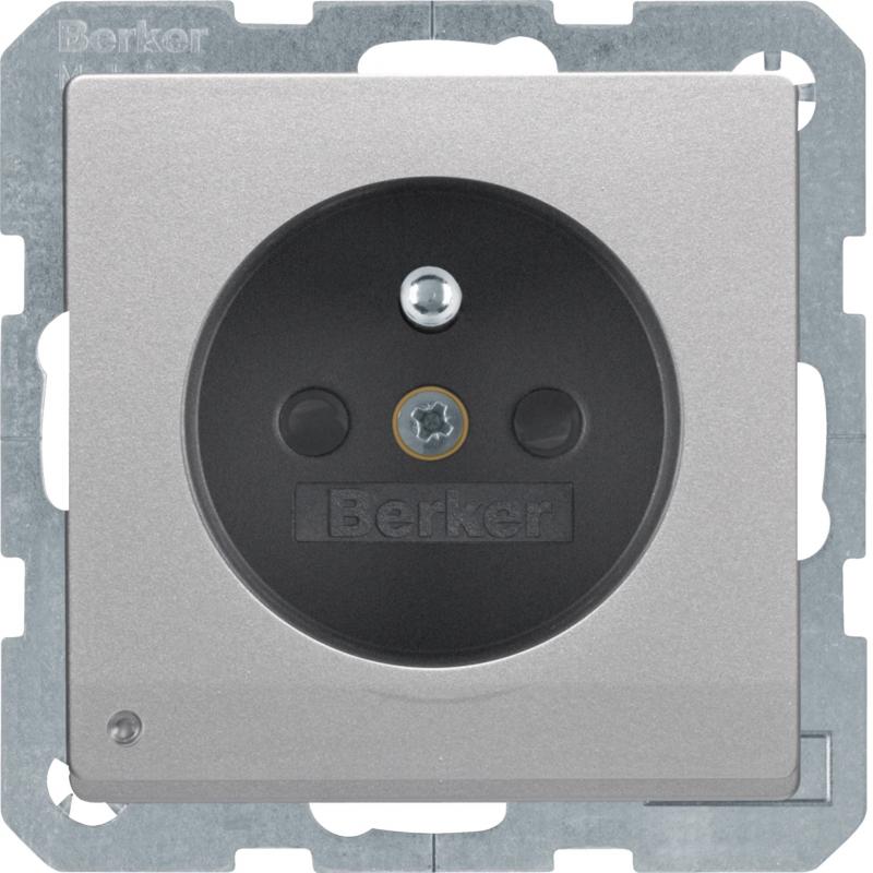 Berker 6765106084 Steckdose m SK-Stift LED Qx alu lack