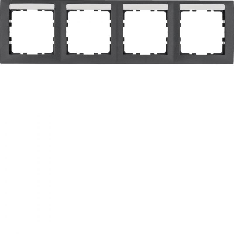 Berker 10249969 Rahmen 4fach waagerecht, mit Beschriftungsfeld, Serie S.1, anthr