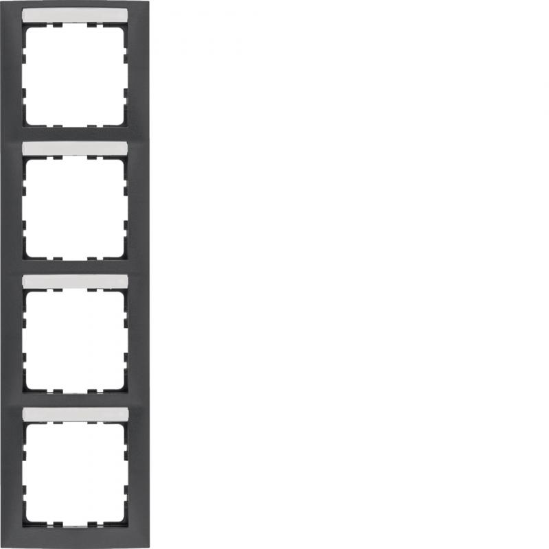Berker 10149969 Rahmen 4-fach senkrecht, mit Beschriftungsfeld, Serie S.1, anthr