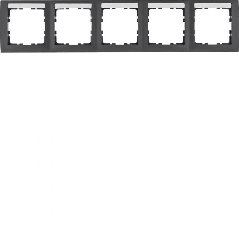 Berker 10259969 Rahmen 5fach waagerecht ,mit Beschriftungsfeld, Serie S.1, anthr