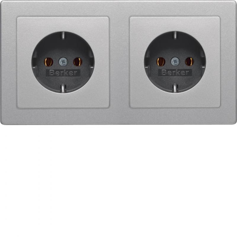 Berker 47206084 Steckdosen-Kom SCHUKO 2f m Ra Q.x alu