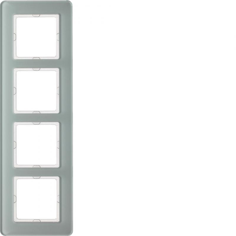 Berker 10146079 Rahmen 4fach, Q.7, Glas polarweiß