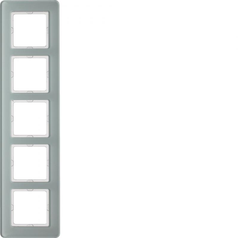 Berker 10156079 Rahmen 5fach, Q.7, Glas polarweiß