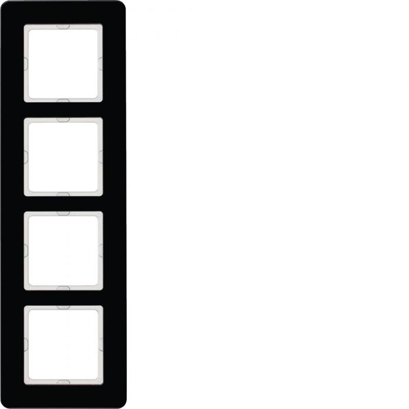 Berker 10146076 Rahmen 4fach, Q.7, Glas schwarz