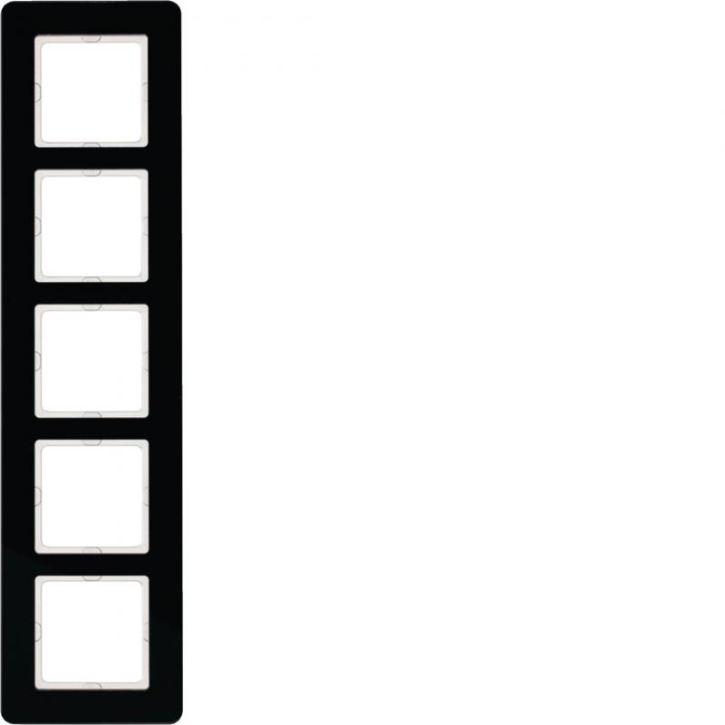 Berker 10156076 Rahmen 5fach, Q.7, Glas schwarz