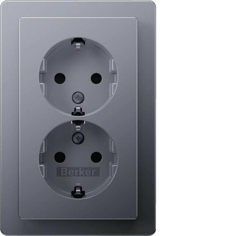 Berker 47596084 D.std. SCHUKO, Adpl., erh. BS, Q.1, alu
