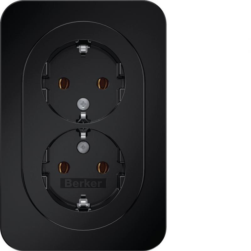 Berker 47742045 D-Steckdose SCHUKO m ADP R.1 schw gl
