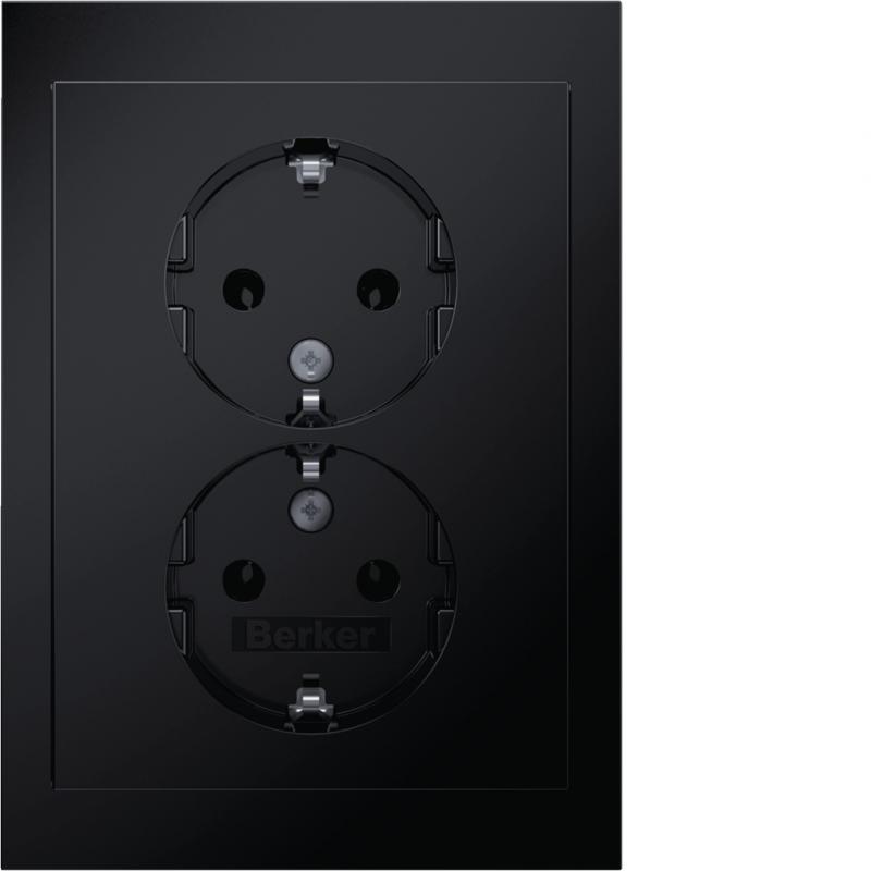 Berker 47742245 D-Steckdose SCHUKO m ADP R.3 schw gl