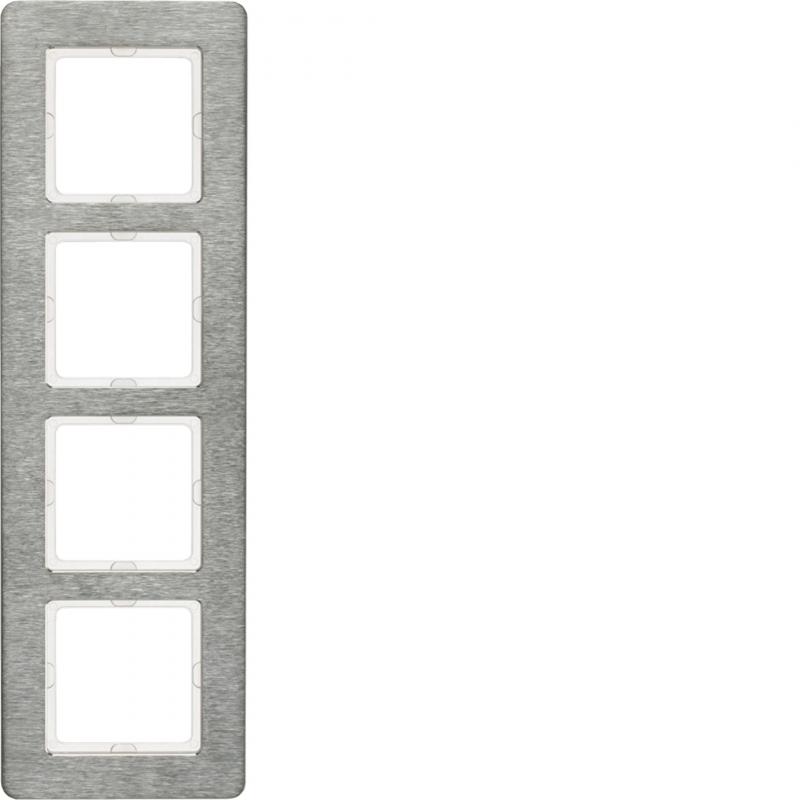 Berker 10146083 Rahmen 4fach senkrecht, Q.7, Edelstahl