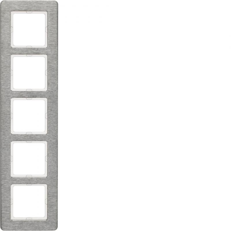 Berker 10156083 Rahmen 5fach senkrecht, Q.7, Edelstahl