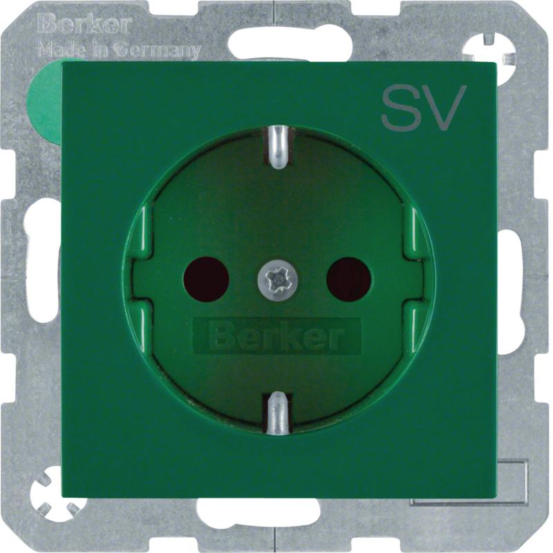Berker 47238903 Steckd. SCHUKO m EHBS S.1/B.x grün glzd
