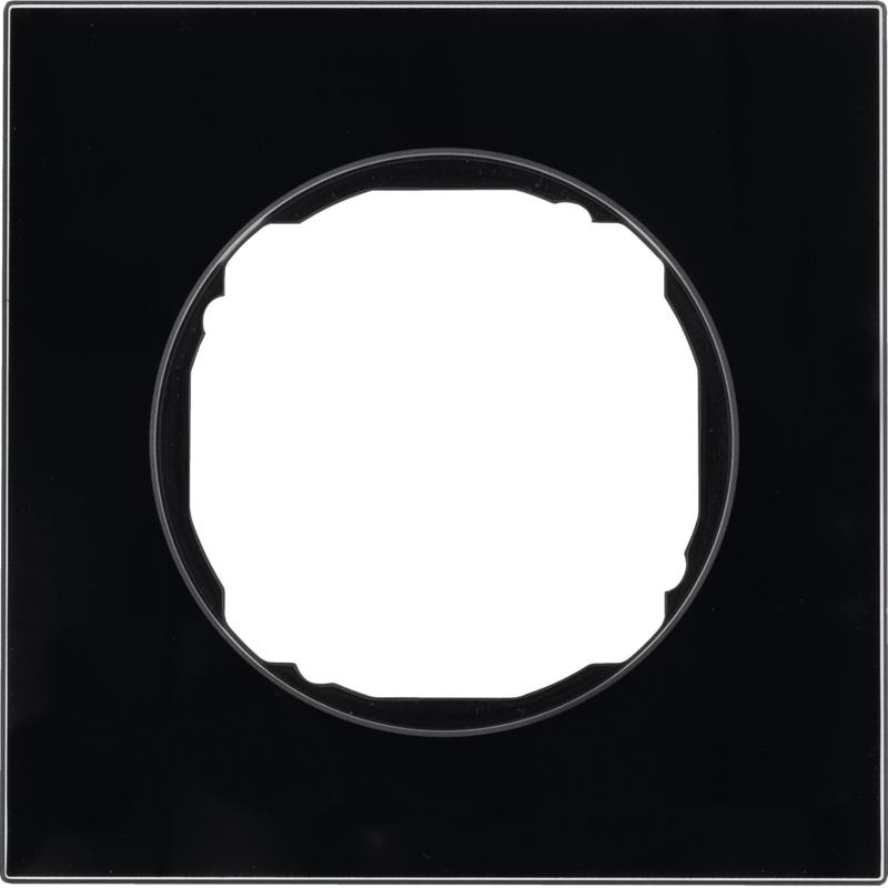 Berker 10112616 Rahmen 1fach, flach, R.8, Glas schwarz