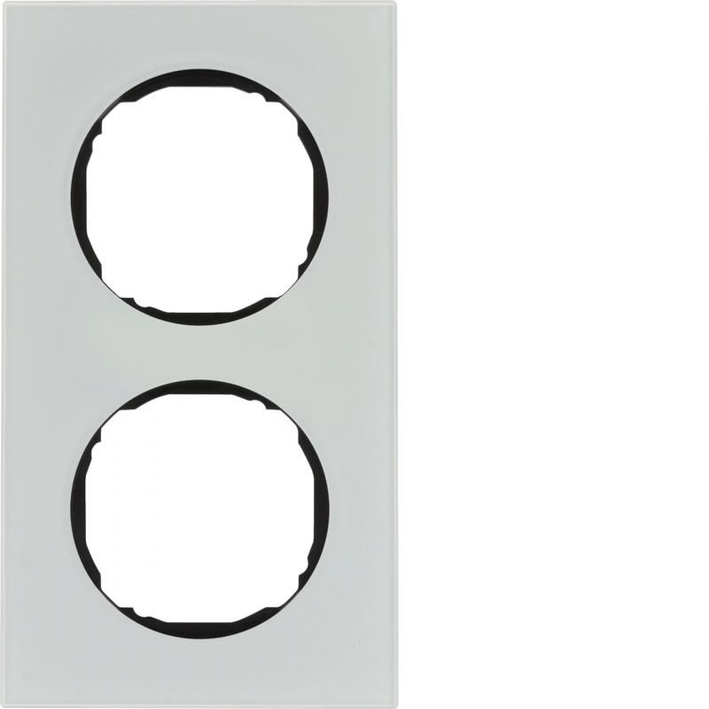 Berker 10122609 Rahmen 2fach, flach, R.8, Glas polarweiß