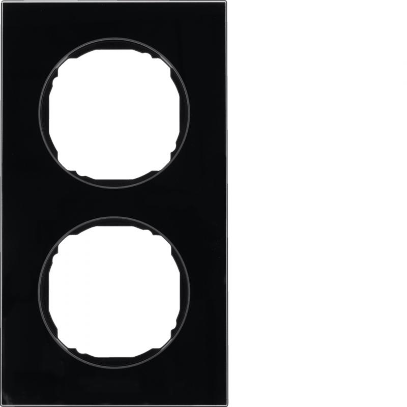Berker 10122616 Rahmen 2fach, flach, R.8, Glas schwarz