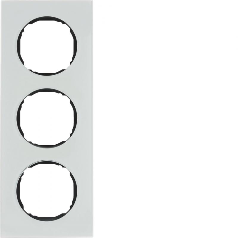 Berker 10132609 Rahmen 3fach, flach, R.8, Glas polarweiß