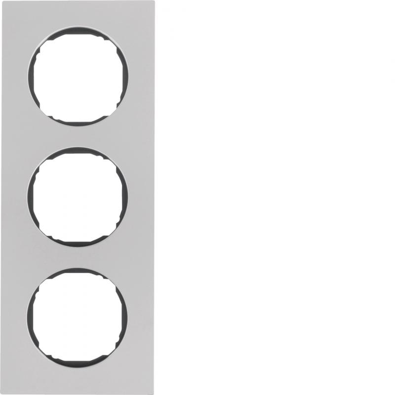 Berker 10132614 Rahmen 3fach, flach, R.8, Edelstahl
