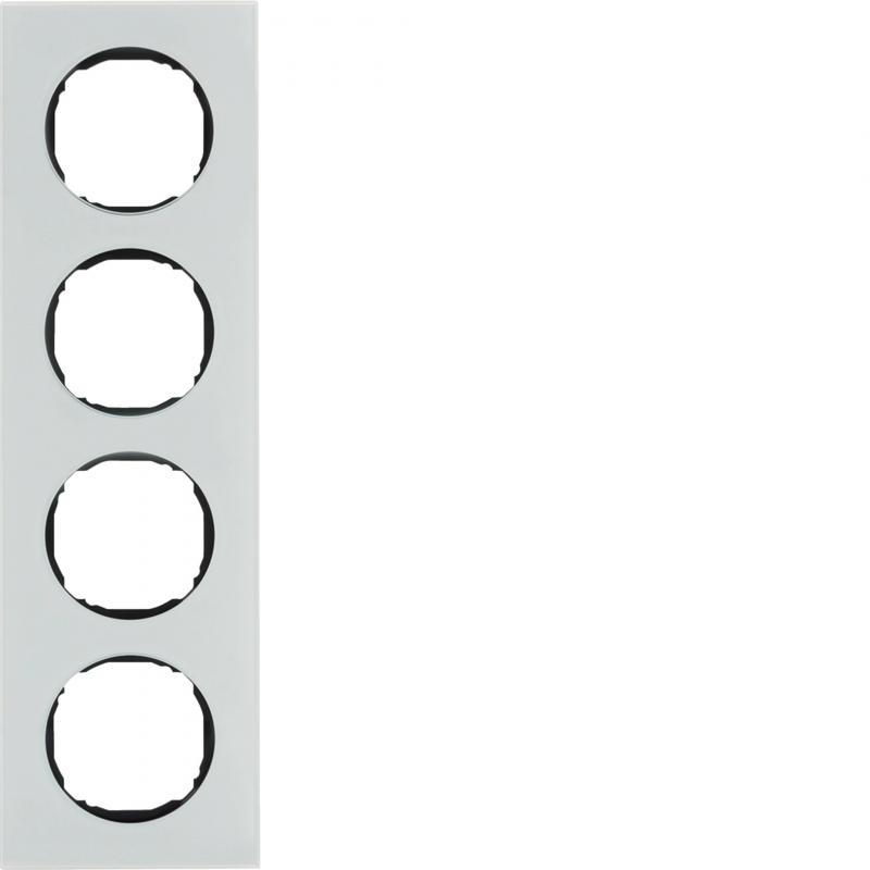 Berker 10142609 Rahmen 4fach, flach, R.8, Glas polarweiß