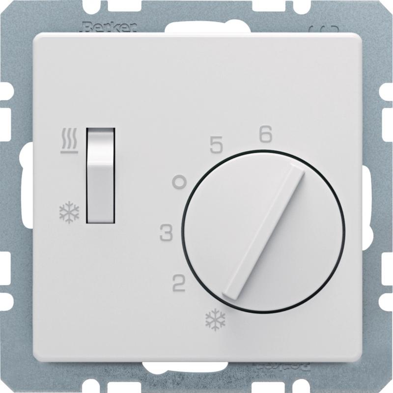 Berker 20296089 Temperaturregler, Wechsler mit Schalter Heizen/Kühlen, Q.x, pola