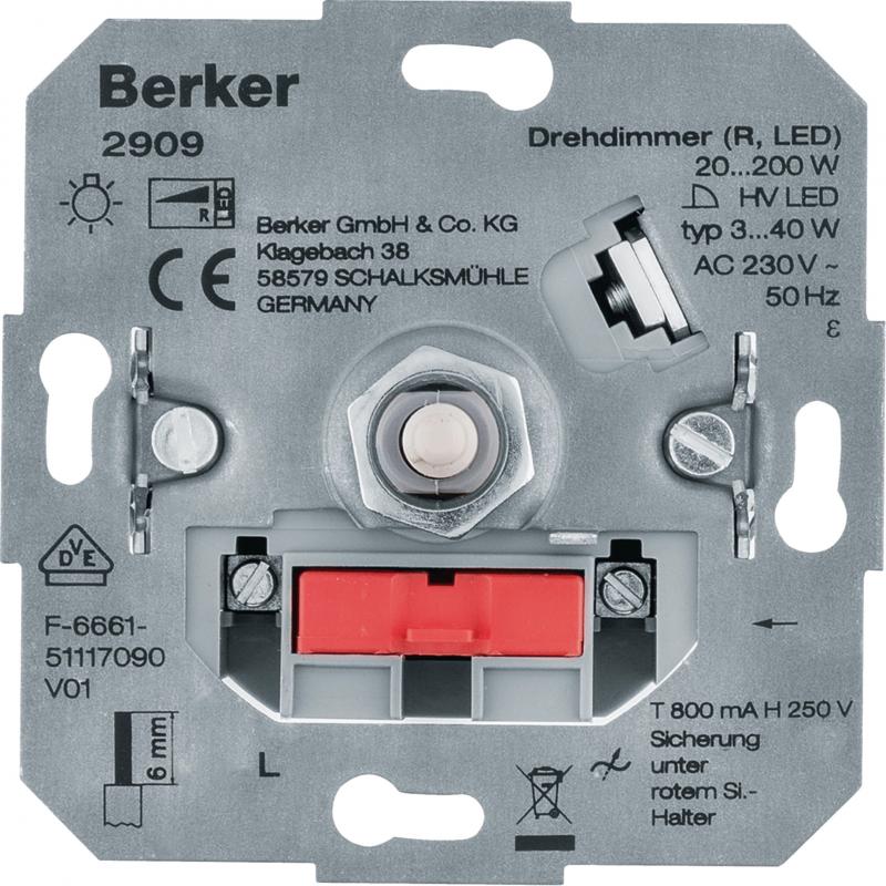 Berker 2909 Drehdimmer (R, LED), Dimmer für Lichtsteuerung