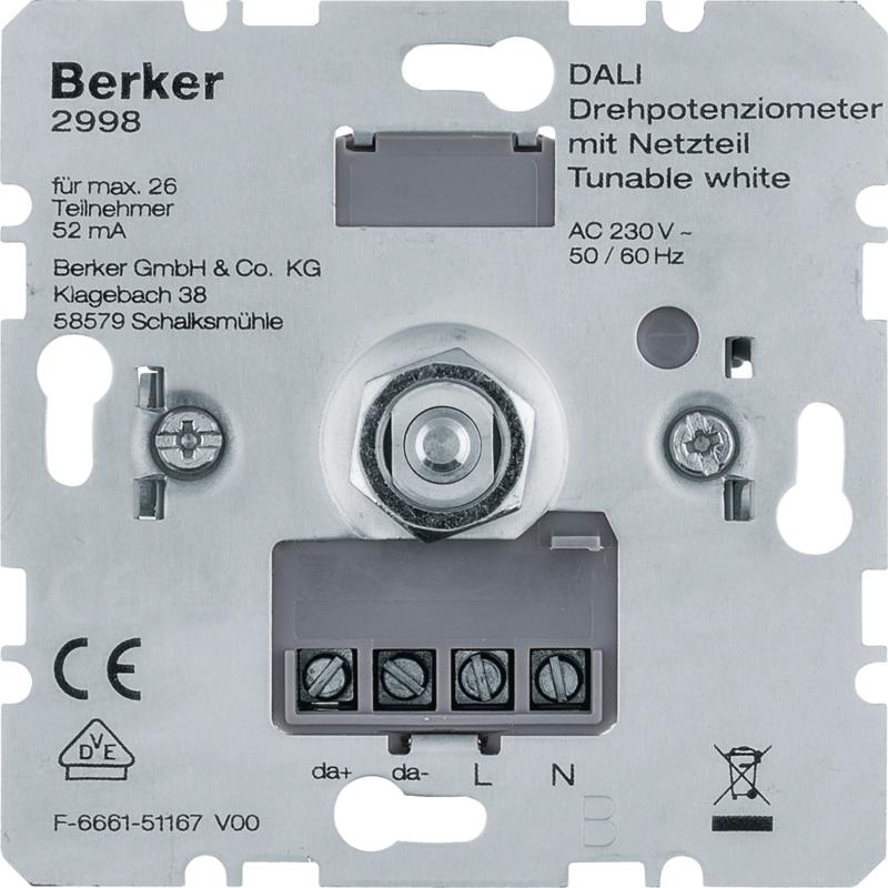 Berker 2998 DALI Drehpotenziometer Tunable white mit Netzteil, Softrastung, Lich