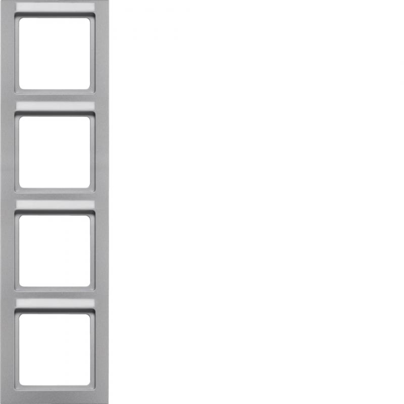 Berker 10546094 Rahmen 4f. senkr., B.feld, Q.3, alu samt